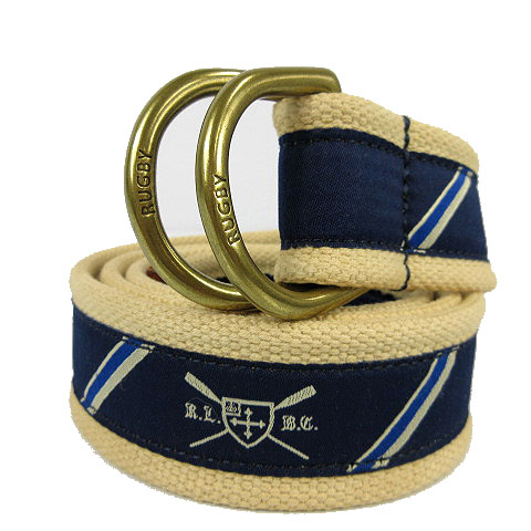 ラルフローレン ラグビー Ralph Lauren Rugby ベルト キャンバス 切替 ダブルリング ロゴ ネイビー 紺 ベージュ L メンズ 155 ベクトルパーク