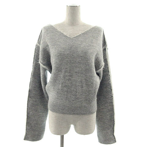 ジェイダ Gyda ニット 長袖 Vネック 裏地ファー 厚手 グレー F レディース 155 ベクトルパーク