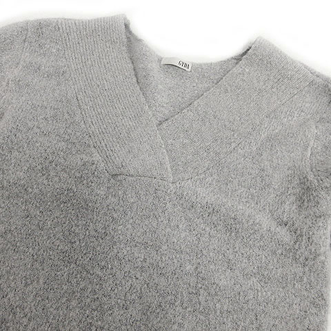 ☆新品未使用☆gypsohila V Neck Sweat Lightgray ANIMAL FLOCKED PRINT ROUND NECK SHORT SLEEVE T (TIGER)(S Off