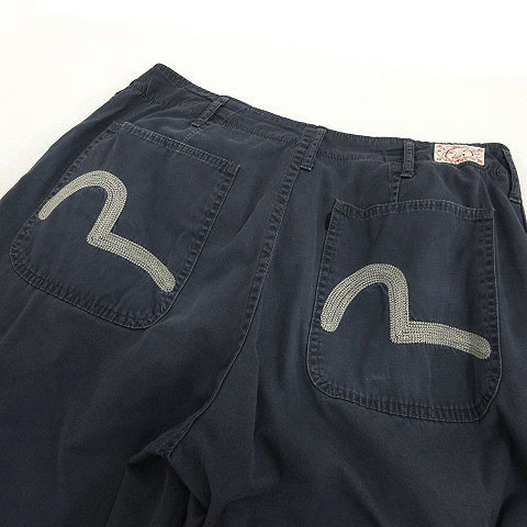 エヴィス EVISU パンツ チノパン ボタンフライ 刺繍 日本製 ネイビー