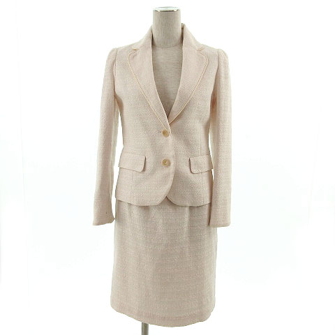 ハッシュアッシュ Hushush フォーマル スーツ セレモニースーツ ジャケット テーラードカラー シングル 2b スカート ひざ丈 ラメ ピンクベージュ 2 レディース 155 ベクトルパーク