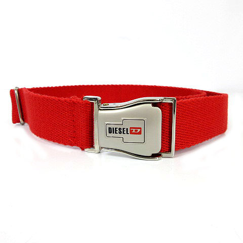 ディーゼル DIESEL ベルト バックル ロゴ シルバー レッド 赤 メンズ 
