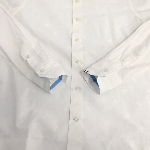 ハイドロゲン Hydrogen シャツ ワイシャツ 長袖 総柄 刺繍 スカル ドクロ 骸骨 ホワイト 白 L メンズ 155 ベクトルパーク