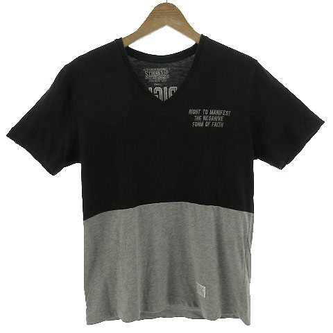 ストゥージ＆コー STOOGE&CO Tシャツ 半袖 Vネック ワッペン刺繍 バイ 