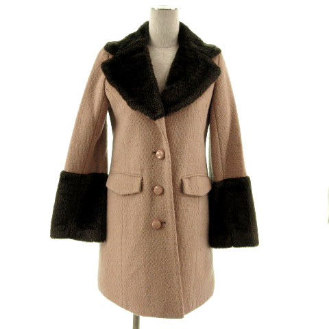 ビーラディエンス Be Radiance コート テーラードカラー 切替 フェイクファー アンゴラ混 ピンク ブラウン 茶 F レディース 155 ベクトルパーク