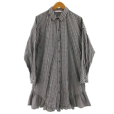 ザラ トラファルック Zara Trafaluc ワンピース シャツワンピース 長袖 ギンガムチェック ホワイト 白 ブラック 黒 S レディース 155 ベクトルパーク
