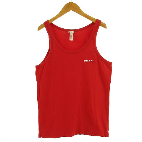 ディーゼル DIESEL タンクトップ ロゴ プリント コットン レッド 赤 M  