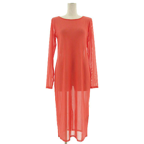 モンキ Monki ワンピース ロング 長袖 メッシュ サーモンピンク S レディース 155 ベクトルパーク