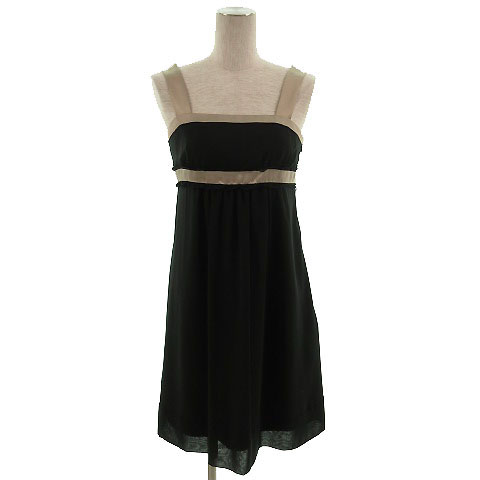 レイビームス Ray Beams ワンピース ひざ丈 ノースリーブ キャミワンピ ブラック 黒 ベージュ 0 レディース 155 ベクトルパーク