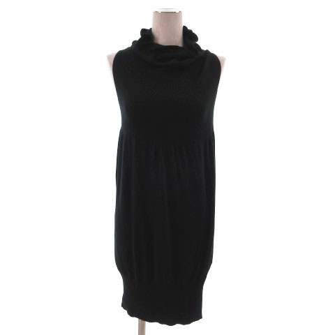 エポカ Epoca ワンピース ニット ノースリーブ ひざ丈 切替 シルク混 ブラック 黒 40 レディース 155 ベクトルパーク