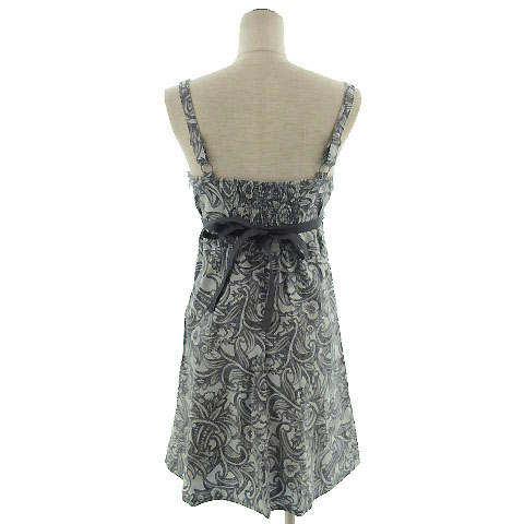 ビーシービージーマックスアズリア bgmaxazria bg Girls ワンピース ひざ丈 ノースリーブ キャミワンピ リボン 総柄 ブルー系 ブルーグレー Xs レディース 155 ベクトルパーク