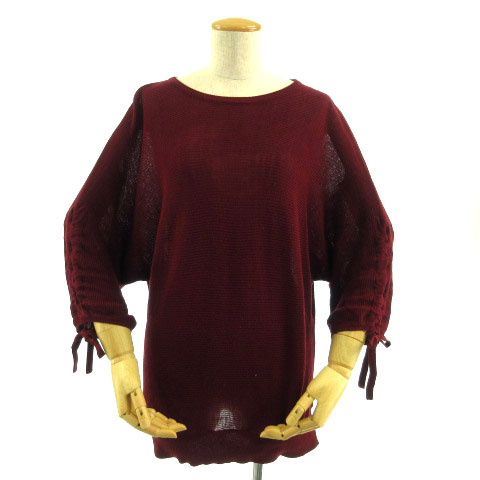 ザショップティーケー The Shop Tk ニット ドルマンスリーブ 七分袖 リボン エンジ M レディース 155 ベクトルパーク