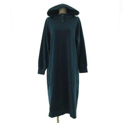 ノアール N Or Label ワンピース スウェット 長袖 ロング丈 フーデッド ブルー系 青系 ブルーグリーン レディース 155 ベクトルパーク