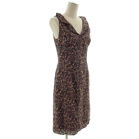 22オクトーブル 22 Octobre ワンピース ひざ丈 ノースリーブ 花柄 ブラック 黒 ピンク系 マルチカラー 40 レディース 155 ベクトルパーク