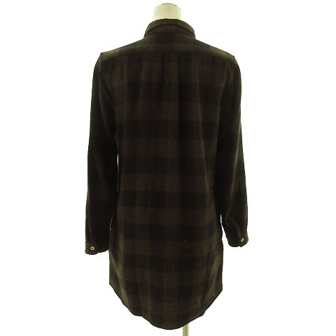 スティーブンアラン Steven Alan ネルシャツ ロング丈 シャツジャケット 長袖 ブロックチェック アメリカ製 ブラウン 茶 黒 S レディース 155 ベクトルパーク