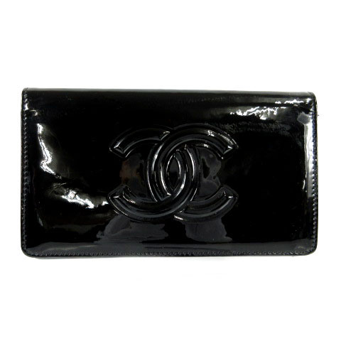 シャネル CHANEL 財布 長財布 二つ折り メイクパレット エナメル 花柄  