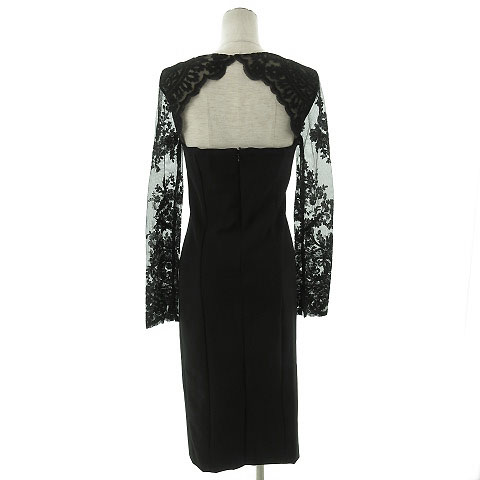 ソブ Sov ダブスタ ワンピース ロング 長袖 レース刺繍 切替 ストレッチ フォーマル ブラック 黒 38 レディース 155 ベクトルパーク