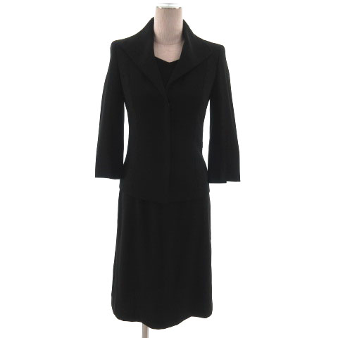 クミキョク 組曲 Kumikyoku ブラックフォーマル セットアップ ジャケット 七分袖 ワンピース ノースリーブ ミディ丈 ブラック 黒 レディース 155 ベクトルパーク