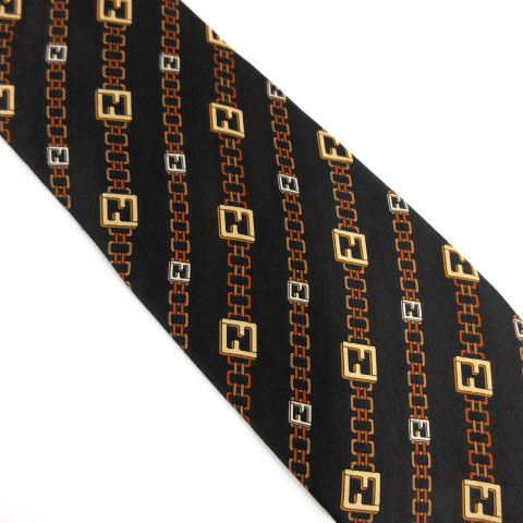 良品　フェンディ　ネクタイ　シルク　ズッカ柄　ズッキーノ　イエロー系 FENDI - 美品 フェンディ ネクタイ シルク100% メンズ FENDIの