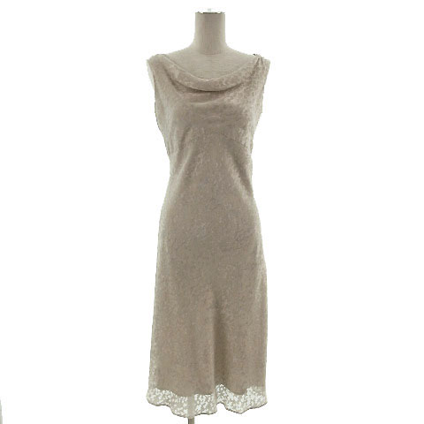 23区 オンワード樫山 アプロディール Applaudir ワンピース ドレスライン フォーマル ミモレ丈 ノースリーブ 総柄 ベージュ 38 レディース 155 ベクトルパーク