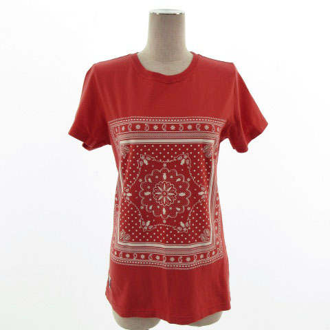 チャムス Chums Tシャツ 半袖 丸首 ロゴ ペイズリー柄 レッド系 赤系 レッドオレンジ L レディース 155 ベクトルパーク チャムス Chums Tシャツ 半袖 丸首 ロゴ ペイズリー柄 レッド系 赤系 レッドオレンジ L レディース 155 ベクトルパーク
