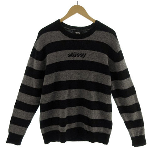 ステューシー STUSSY ニット セーター 長袖 ウール混 ロゴ刺繍 