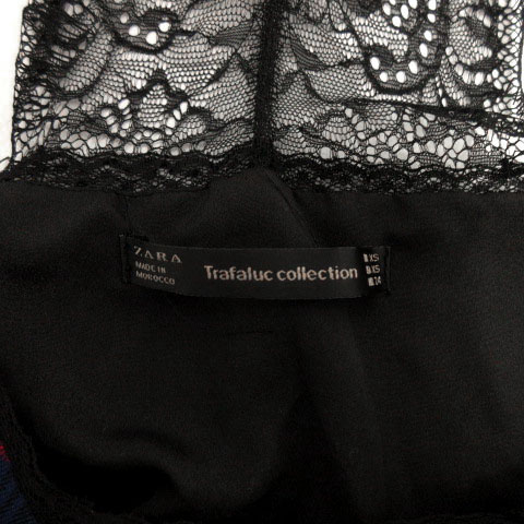 ザラ トラファルック Zara Trafaluc ワンピース キャミソール ロング丈 レース 切替え チェック グリーン 緑 ネイビー 紺 ブルー 青 レッド 赤 ブラック 黒 Xs レディース 155 ベクトルパーク