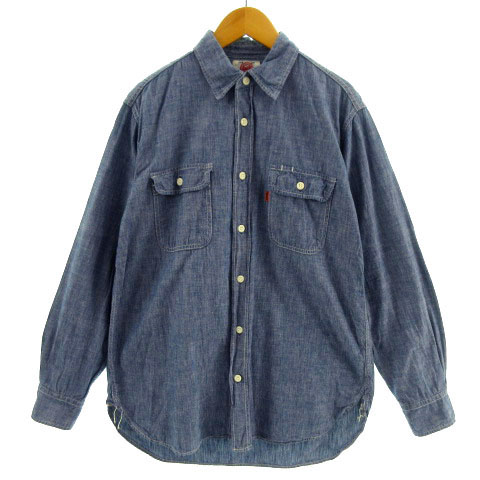 オムニゴッド Omnigod シャツ ダンガリーシャツ デニム調 長袖 ブルー 青 S メンズ 155 ベクトルパーク
