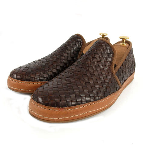 23区 Homme オンワード樫山 スリッポン 靴 レザー 編み込み ブラウン 茶 41 メンズ 155 ベクトルパーク