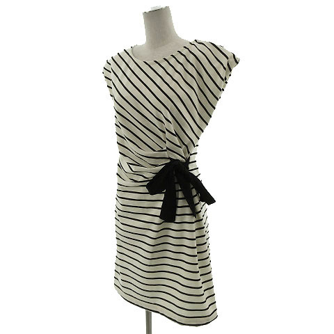 インデックス Index ワンピース ひざ丈 ノースリーブ ボーダー ストレッチ アイボリー 黒 L レディース 155 ベクトルパーク