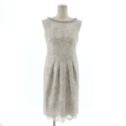 グレースクラス Grace Class ワンピース フォーマル ノースリーブ ミディ丈 総レース ビジュー ラメ 日本製 アイボリー シルバー 38 レディース 155 ベクトルパーク