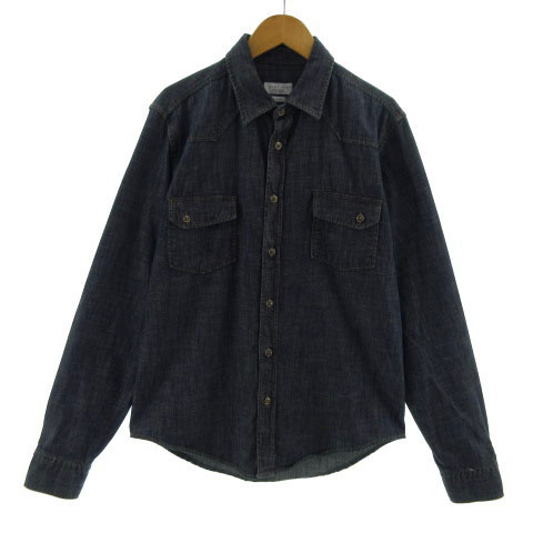 ザラマン Zara Man シャツ デニム ワークシャツ スリムフィット Slim Fit 長袖 ネイビー 紺 M メンズ 155 ベクトルパーク