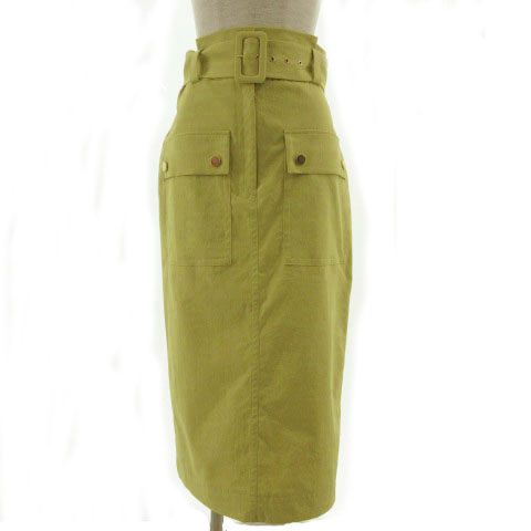 ダイアグラム Diagram スカート タイト ロング丈 日本製 ハイウエスト ベルト付き グリーン系 うぐいす色 38 レディース 155 ベクトルパーク