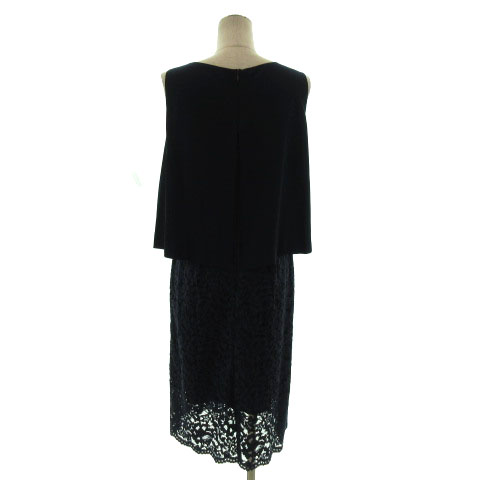 エルフォーブル Elforbr ワンピース ノースリーブ ミディ丈 ドッキング 切替え レース ネイビー 紺 38 レディース 155 ベクトルパーク