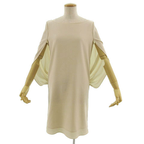 ガール Girl オフィスカワノ ワンピース フォーマル ポンチョスリーブ ひざ丈 ボートネック ベージュ S レディース 155 ベクトルパーク