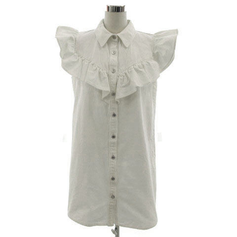 ザラ Zara ワンピース デニム ひざ丈 フリル オフ白 Xl レディース 155 ベクトルパーク