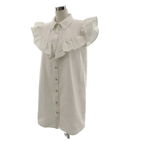 ザラ Zara ワンピース デニム ひざ丈 フリル オフ白 Xl レディース 155 ベクトルパーク