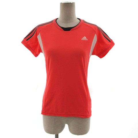 adidas メッシュゲームシャツ　赤/白 Vネック アディダス adidas Tシャツ 半袖 スポーツウェア 3本ライン