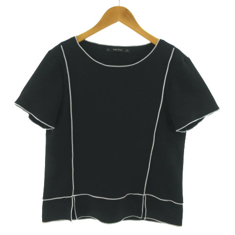 大人気新作 ザラ ベーシック ZARA BASIC カットソー 半袖 パイピング 総柄 トップス