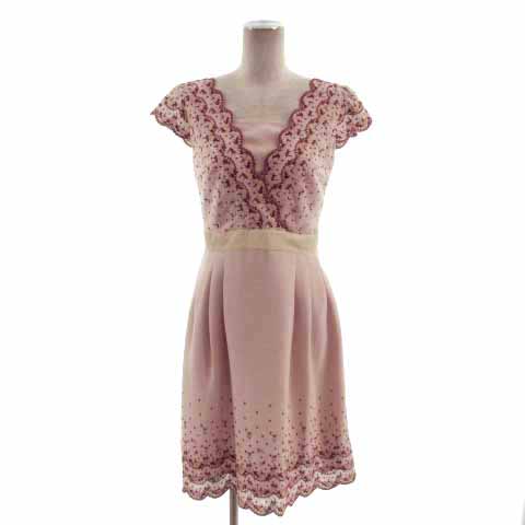 新品 TOCCA くらべ 花刺繍 ワンピース（13号:ピンク） 