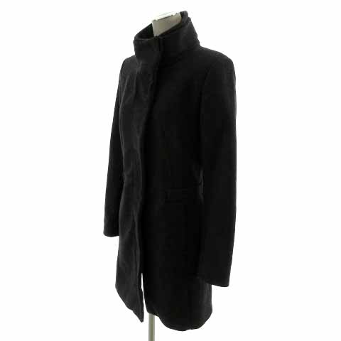 ZARA スタンドカラー　ウール　コート　イタリア生地　ブラック　L ザラ ベーシック ZARA BASIC コート スタンドカラー ジップアップ