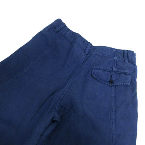 ズッカ zucca パンツ ワイドパンツ リネン混 日本製 ブルー 青 L