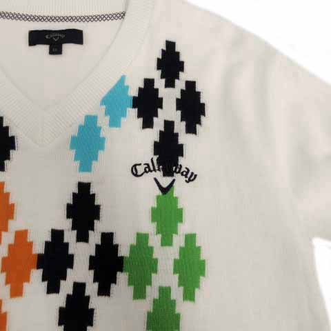 キャロウェイ　Callaway 長袖　ニット　セーター 刺繍ロゴ　ウール混 キャロウェイ Callaway 長袖 ニット セーター 刺繍ロゴ ウール混