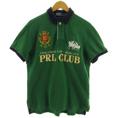 Polo Club緑のポロシャツ刺繍ロゴ付きM ポロ バイ ラルフ
