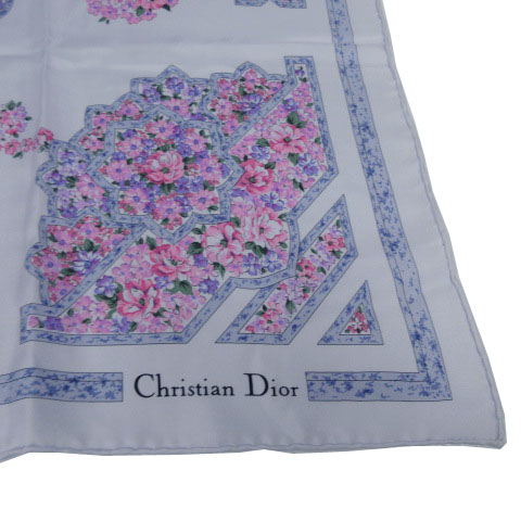 Christian Dior ディオール スカーフ 大判 ロゴ ピンク 紫 水色