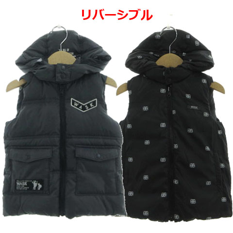 ワスク WASK ダウンベスト リバーシブル フード ロゴワッペン ジップ