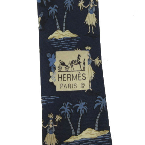 エルメス HERMES ネクタイ 7554 SA シルク ハワイ ハイビスカス