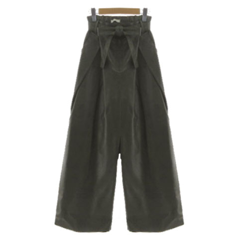 CLANE ブラック レザー ワイドパンツ CLANE ワイドタックレザーパンツ