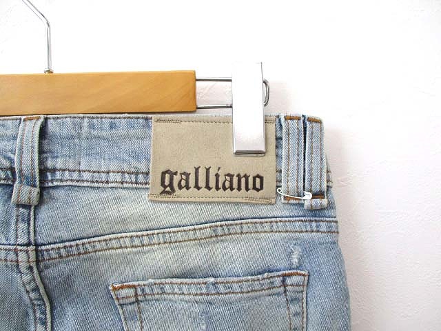 ガリアーノ GALLIANO プリント スキニー デニム パンツ イラスト