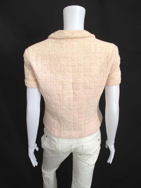 国内正規 シャネル CHANEL パイル 起毛 半袖 ジャケット 3B 42 ピンク